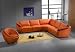 3 pcs Sectional Italian Leather Sofa Set, Item#3333-ORANGE