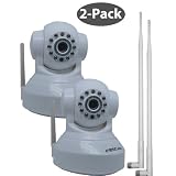 Foscam New Version FI8918W Pan & Tilt Wireless IP Camera with 9dbi Antennas - Infrared Night Vision, 2 Way Audio, Motion Detection Email Alert, Windows and Mac Compatiable, 2 Pack kit white ~ Foscam