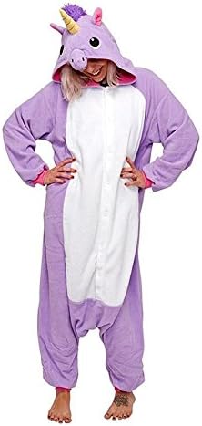 Unisex Adult Pajamas Animal Cartoon Pegasus Unicorn Cute Costume Plush One Piece Cosplay Nightgown (XL, Purple)