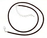 Necklace Cord For Pendants - Brown Velvet Flock - 16' + 2' Extension Chain ~ Silver Plated Ends