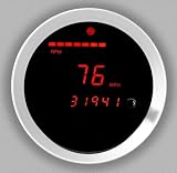 Cyberdyne C270E051N Red Digital Speedometer / Tachometer Combo - Silver Bezel