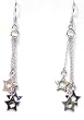 Sterling Silver Dangling Star Earrings (Rhodium Plated)