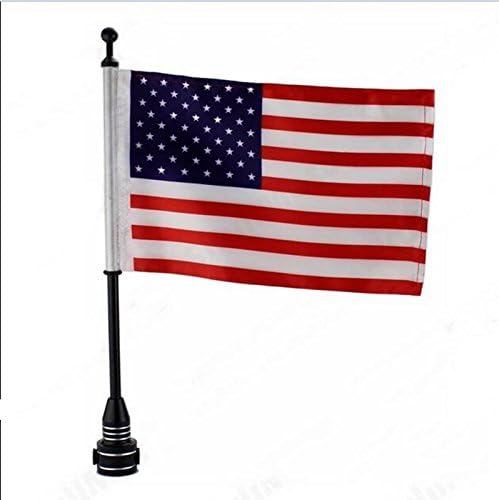 MAGGIE MOTO® Luggage Rack Vertical Rear Side Mount Flag Pole With American Flag-USA For Harley Davidson Honda Yamaha Suzuki (Black)