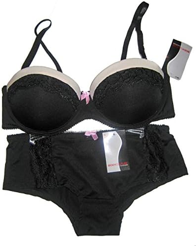 NYE Sexy Plus Size Leopard and Lace Push-up Bra & Bikini Set (36C, Calais Lace Push Up Strapless Low Plunge Bra and Bikini Set Black/Bone)