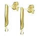 2 pcs 14k Gold on .925 Sterling Silver Stripe Dangle Stud Earring Connector Loop Post 15.7mm w/Clutches/Findings/Yellow Gold