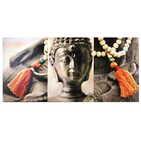 Wide Meditation Beads Design Buddha Wall Canvas by Buddha Groove