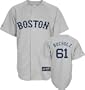 Clay Buchholz Jersey: Adult 2010 Majestic Road Grey Replica #61 Boston Red Sox Jersey