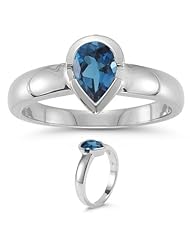 0.72 Cts London Blue Topaz Solitaire Ring in 14K White Gold