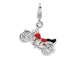 Amore LaVita(tm) Sterling Silver 3-D Enameled Motorcycle w/Lobster Clasp Charm for Charm Bracelet