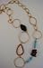 14k Matte Gold Ring Electroplate 31-inch Necklace with Wood Beads, Glass Beads and Horn Rings