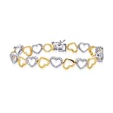 10k Two-Tone Gold Diamond Heart Bracelet (3/4 cttw, J-K Color, I2-I3 Clarity), 7