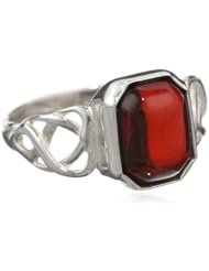Sterling Silver Cherry Amber Celtic Design Ring