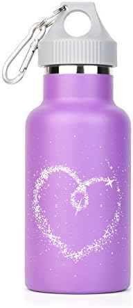 Love heart water bottles Stainless Steel Insulated Sports Water Bottle for kids sports boyfriend girlfriend lover Running Gym Yoga Outdoors and Camping 12 OZ purple