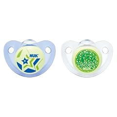 NUK 10177011 Silikon Beruhigungssauger (Schnuller) Night & Day blau/gr�n mit nachleuchtendem Knopf, Gr��e 3 (18-36 Monate), kiefergerecht, BPA-frei, 2 St�ck