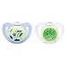 NUK 10177011 Silikon Beruhigungssauger (Schnuller) Night & Day blau/gr�n mit nachleuchtendem Knopf, Gr��e 3 (18-36 Monate), kiefergerecht, BPA-frei, 2 St�ck