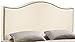 Modway MOD-5206 Curl Linen Fabric Upholstered Queen Headboard with Nailhead Trim and Curved Shape in Ivory
