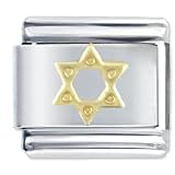 Religious Gold Tone Star Of David Italian Charms Bracelet Link
