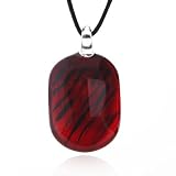 Best Buy Chuvora Hand Blown Venetian Murano Glass Pendant Necklace Red and Black Oval Shaped On Sale