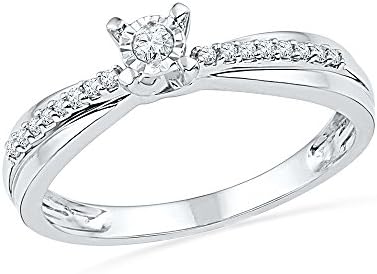 Classic Promise Ring For Her With A Row Of Diamonds In The Band In 10K White Gold (0.12 CTTW)