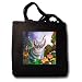 A little kitten peers out from behind pretty flowers and leaves - Black Tote Bag 14w X 14h X 3d