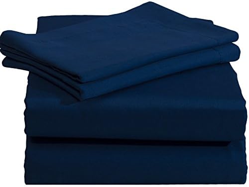 400 Thread Count 1-PC Fitted Sheet , 1- PC Flat Sheet &amp; 2- PC Pillowcases Upto 11 -15 inches Deep Pocket 100% Egyptian Cotton with Solid Pattern (Twin XXL , Solid , Royal Blue).