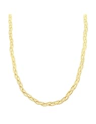18 Karat Yellow Gold Over Sterling Silver Braided DC Popcorn Adjustable Necklace (18-20 inch)