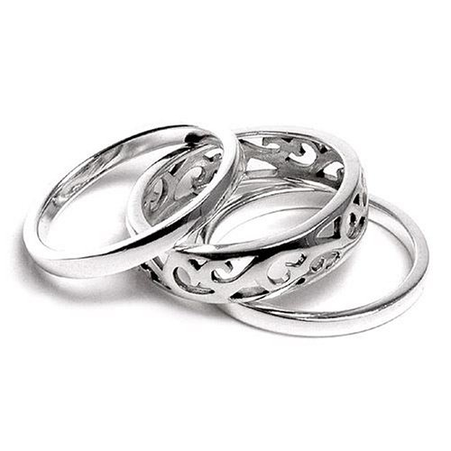 Sterling Silver Oxidized Filigree Stack Rings