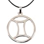 Zodiac Sign Necklace Gemini Pendant Stainless Steel on Rubber Cord By Bucasi