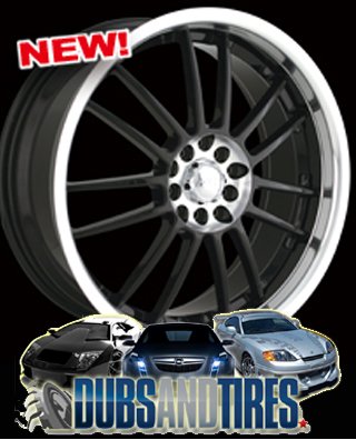 Akita Racing AK-25 (Series 425) Black with Machined Lip - 17 x 7 Inch Wheel