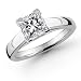 14K 1.50 Carat Princess Cut Cathedral Solitaire Diamond Engagement Ring (I-J; I1-2)