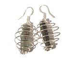 Kyanite Earrings 05 Cage Raw Green Black Crystal Healing Rock Blade Sterling Silver Coil Gem Natural 1.6