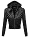Awesome21 Women's Faux Leather Detachable Hood Biker Bomber Jacket