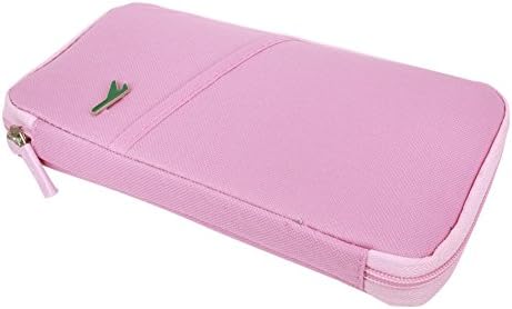 West Beauty Portable Waterproof Durable Luggage Travel Passport Credit Id Card Cash Holder Organizer Pouch Case Cover Bag Handbag Wallet Purse Container For Women Men (Pink B)