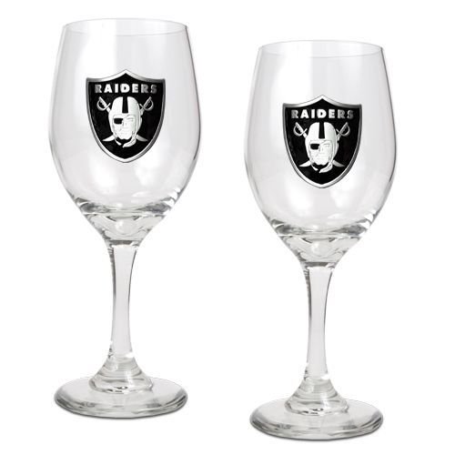 Oakland Raiders NFL 2pc Wine Glass Set - Primary Logo