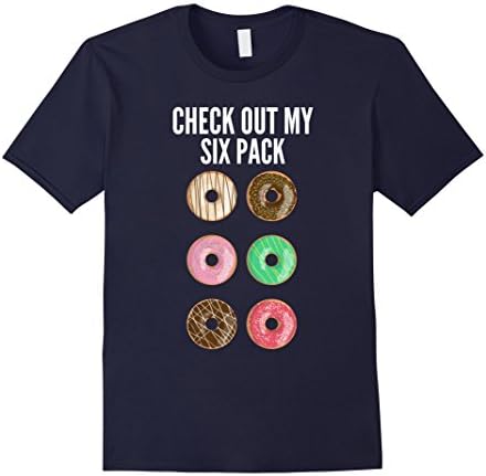 Men's Donuts Sixpack T-Shirt Check Out My Six Pack Funny Tee Medium Navy