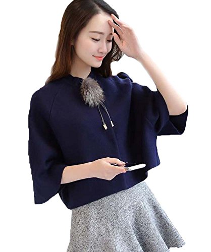 [RSWHYY] レディース ニット カーディガン カットソー 春秋 長袖 カジュアル ドルマン ポンチョ コート アウター ショートトップス 無地 おしゃれ 可愛い ストリート お出かけ