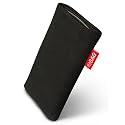 fitBAG Folk Schwarz Handytasche Tasche aus feinem Wildleder Echtleder mit Microfaserinnenfutter für APPLE iPhone 3Gs 16GB 16 GB