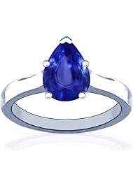14K White Gold Pear Cut Blue Sapphire Solitaire Ring (GIA Certificate)