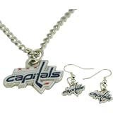 Jf Sports Washington Capitals Earring And Necklace Combo