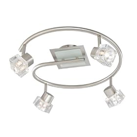 Cube Spot Light - 4 Light Track Spot Lighting Fixture - Brushed Nickel - Clear Glass -... by Vaxcel Lighting