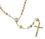 23" Gorgeous 24k Tri-Tone Florintine Rose, Yellow & White Gold Layered Rosary Filigree Beaded Rosary Necklace with Crucifix and Virgin Mary ~ Comes in a Fancy Velour Gift Box