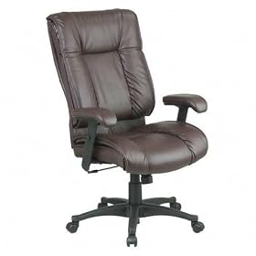 High-Back Executive Leather Chair with Adjustable Arm Rests - Burgundy
