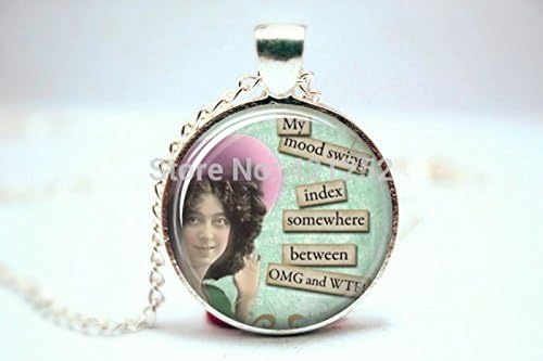Pretty Lee 2015 Fashion Retro Sassy Mood Swing Index Glass Necklace Christmas gift