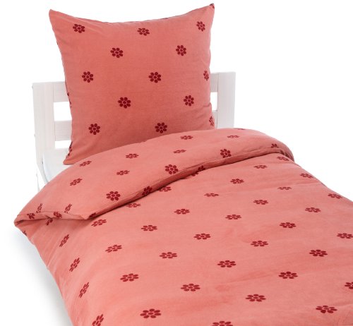 Kinzler B-02973/74 Bettw&auml;sche Small Flower / Mikrofaser - Fleece / 80 x 80 + 135 x 200 cm / wein