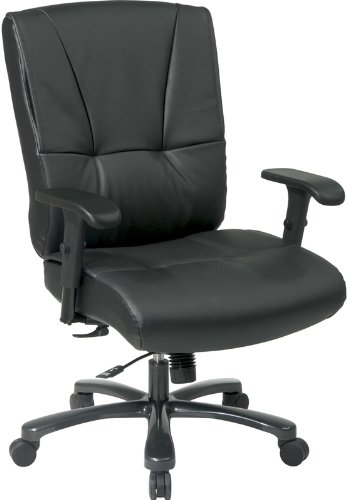 Office Star Products Big and Tall Deluxe Black Leather Executive Chair with 400 lb Capacity