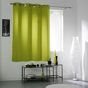 Rideau occultant &agrave; oeillets 140x180 cm BULLE vert anis
