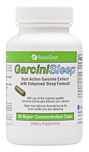 GarciniSleep - 500mg Garcinia per capsule 60% HCA. Stimulant free night-time Garcinia diet pills for weight loss, appetite suppression, enhanced sleep, and decreased cortisol levels.