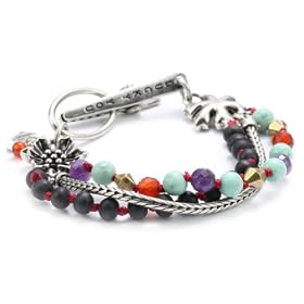 Lucky Brand Carved Floral Beaded Bracelet