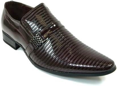 Mens Brown Pointy Toe Designer Patent Leather Dress Casual Formal Shoes