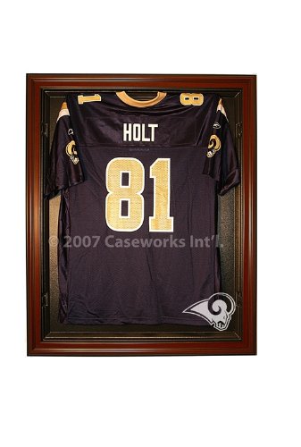 St. Louis Rams Football Jersey Display Case with Removable Face and Black Finish Frame